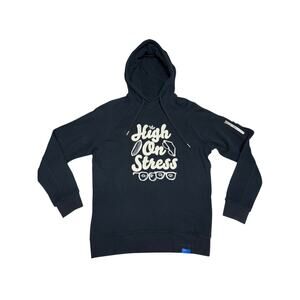 Adidas Originals Hoodie Mens Medium Black High On Stress Graphic Pullover